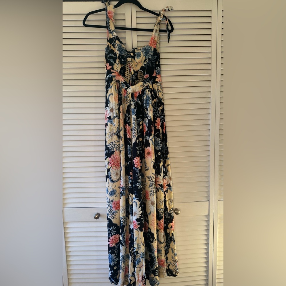 Agua Bendita Floral Maxi Skirt - Blue and Cream